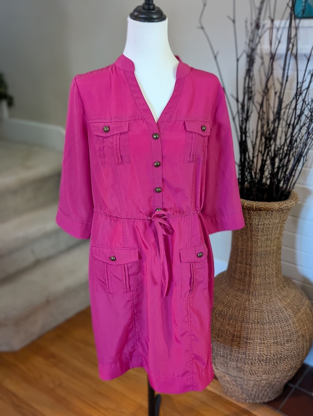 Modern Utility Chic Pink Midi Dress ECI New York Women's‎ 10